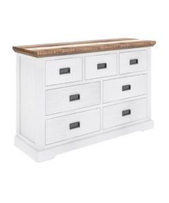 Multi-color Durban Bedroom Suite featuring storage bed, two bedsides, dresser, tallboy, and mirror crafted from acacia wood.