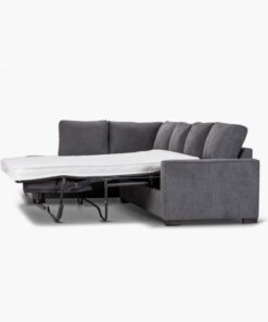 Versatile fabric lounge with sofa bed, plush seating, and a durable plywood frame, perfect for modern living spaces.