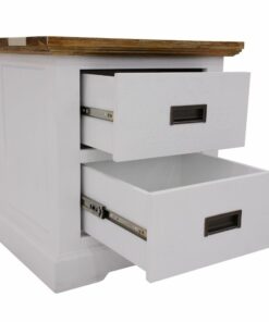 Solid acacia timber Durban suite with storage bed, stylish dresser, tallboy, and mirror in unique multi-color design.