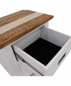 Durban Bedroom Suite with a solid acacia wood frame, multi-color finish, and storage bed with easy-glide metal runners.