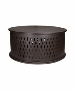 Manic Round Coffee Table with mixed materials and modern design, set in a versatile living room.