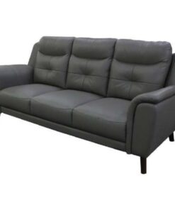 Sophisticated 3 seater lounge with side pillow arms, channelled high-back cushions, and leather upholstery for a timeless, stylish look.