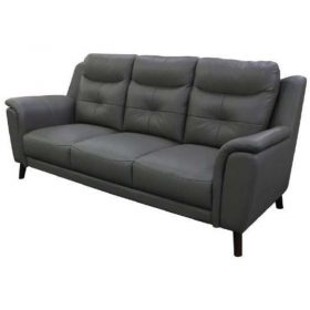 Sophisticated 3 seater lounge with side pillow arms, channelled high-back cushions, and leather upholstery for a timeless, stylish look.