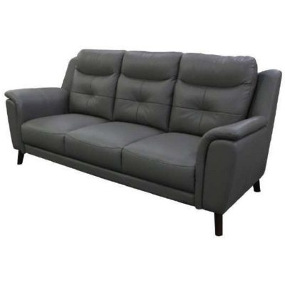 Sophisticated 3 seater lounge with side pillow arms, channelled high-back cushions, and leather upholstery for a timeless, stylish look.