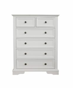 Classic Saga Bedroom Suite with acacia frame, full-extension runners, and detailed black felt-lined top drawers.