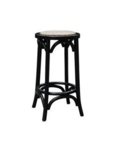 Baker Kitchen Stool with fabric finish and backrest, set in a modern kitchen space.