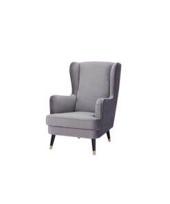Cooper Arm Chair with polyester upholstery and stable timber legs, displayed in a modern lounge.