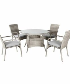 PRIESTLY OUT 5PC ROUND DINING SET-LIGHT GREY