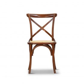 Barista Cross Back Chair with sturdy timber frame, set in a modern dining room.