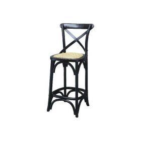 Barista Bar Stool with black finish and timber frame, set in a modern kitchen space.
