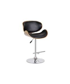 MONACO BAR CHAIR CHROME AND WALNUT BLACK PU