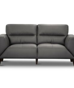 Silver, Tangerine, or Gunmetal Sonoma lounge with quilted leather seats, lumbar support, and sturdy timber legs for timeless elegance.