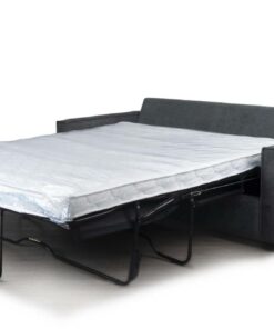 2-seater sofa bed with mattress, featuring a memory foam top, easy bi-fold mechanism, and stylish Slate or Storm colorways.