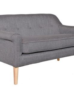 Mid Grey Lavender 2.5 Seater with timeless five-button backrest and slanted arms, displayed in a contemporary living space.