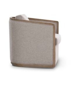 Relaxing swivel chair featuring plywood frame, foam seating, durable polyester fabric, cushions, and ottoman.