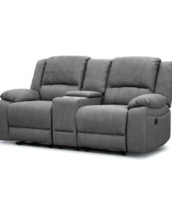 Latte Captain Electric Recliner 3+2 with Rhino fabric and cup holders, enhancing a chic interior.
