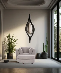 Stylish swivel chair with ottoman, upholstered in high-performance polyester fabric and featuring a sturdy pine frame for durability.