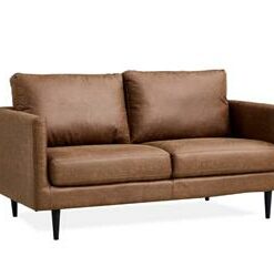 Stylish 2-seater fabric sofa featuring leather-look upholstery, HD foam, and high-tensile springs for comfort and durability.