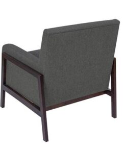 Comfortable armchair with plywood frame, high-density foam, springs, and fixed cushions for durability. Supports up to 110kg.