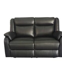 Black Peggy 2ERER LTH Recliner with USB port and Murano leather, set in a modern living room.