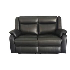 Black Peggy 2ERER LTH Recliner with USB port and Murano leather, set in a modern living room.