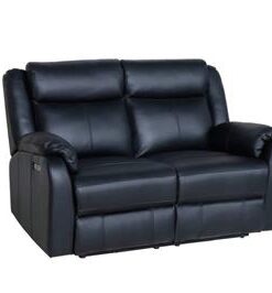 Marine Blue Peggy 2ERER LTH Recliner with lumbar support and USB port, set in a luxurious lounge.