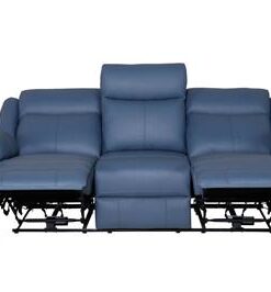 Marine Blue Peggy 3ERER LTH Recliner with lumbar support and USB port, set in a luxurious lounge.