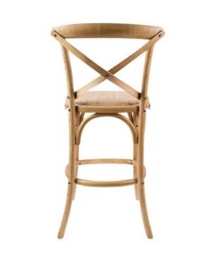 Cloak Bar Stool with durable birch and natural rattan, enhancing a contemporary dining room.