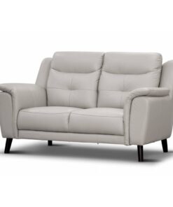 Sophisticated 2 seater lounge with side pillow arms, channelled high-back cushions, and leather upholstery for a timeless, stylish look.