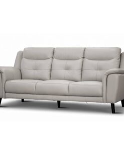 Elegant 3 seater lounge featuring 100% leather, dark walnut timber legs, and a durable timber and plywood frame for lasting comfort.