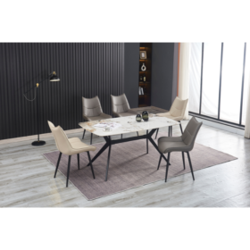 Callista Dining Table with 6 Callista Dining Chairs