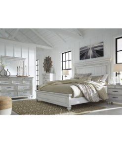 Kamyyn Queen Bedroom Set features solid wood, a queen bed with blanket box, and ample storage with bedsides and tallboy.