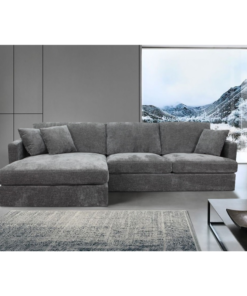 1Licorice Brody Fab 2.5 Seater with LHF Chaise, low-profile with loose cushions, in a stylish home setting.