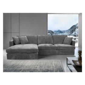 1Licorice Brody Fab 2.5 Seater with LHF Chaise, low-profile with loose cushions, in a stylish home setting.