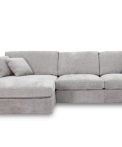 Slate Brody Fab 2.5 Seater with LHF Chaise, low-profile design, and pocket coil springs, in a cozy lounge.
