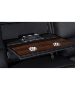 Black Excaliber 3-Seater Lounge with electric recliners and LED lighting, in a trendy lounge setting.