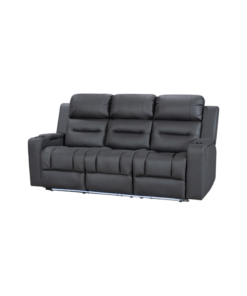 Black Excaliber 3-Seater Lounge with Rhino fabric and dropdown table, enhancing a modern living area.