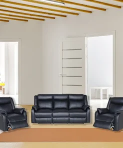 Marine Blue Peggy 3ERER+1+1 LTH Recliner with electric recliners and lumbar support, in a stylish lounge.