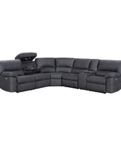 Dark Grey Modular Excaliber Lounge with electric recliners and wireless charging, set in a modern living room.