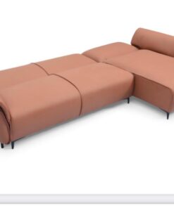 Tan Nile Reversal Sofabed in air leather, ideal for seating and sleeping, in a chic room.