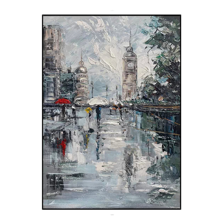Cassendra Hand Oil Poster with Black Frame Painting