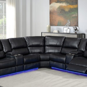 Nevada Corner Leather Electric Recliners with LED Lights
