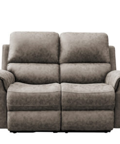 Manhattan Rhino Fabric 3-Seater with 2 recliners and middle tray, displayed in a stylish lounge area.