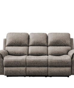 Brown Manhattan Rhino Fabric 2-Seater with dual manual recliners, enhancing a cozy living space.