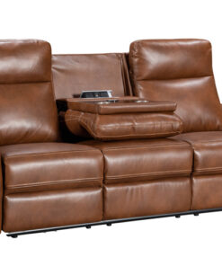 Nadia 3+2+1 Recliner Collection with leather and wireless charging, in a contemporary room.