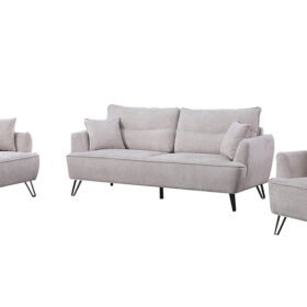 Lydia Lounge with beige finish and versatile seating, set in a sophisticated living room.